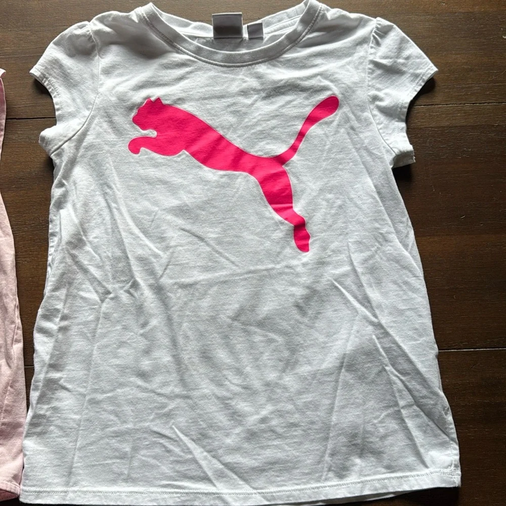 Two (2) Size S (7/8) PUMA GIRLS SHORT SLEEVED cotton tees